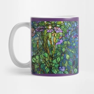 Stained Glass Flowers Among Leaves Mug